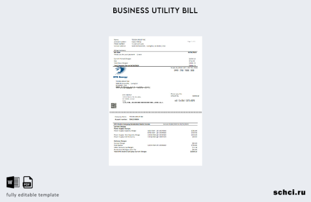 цифровая загрузка шаблона страницы счета за коммунальные услуги DTE Energy